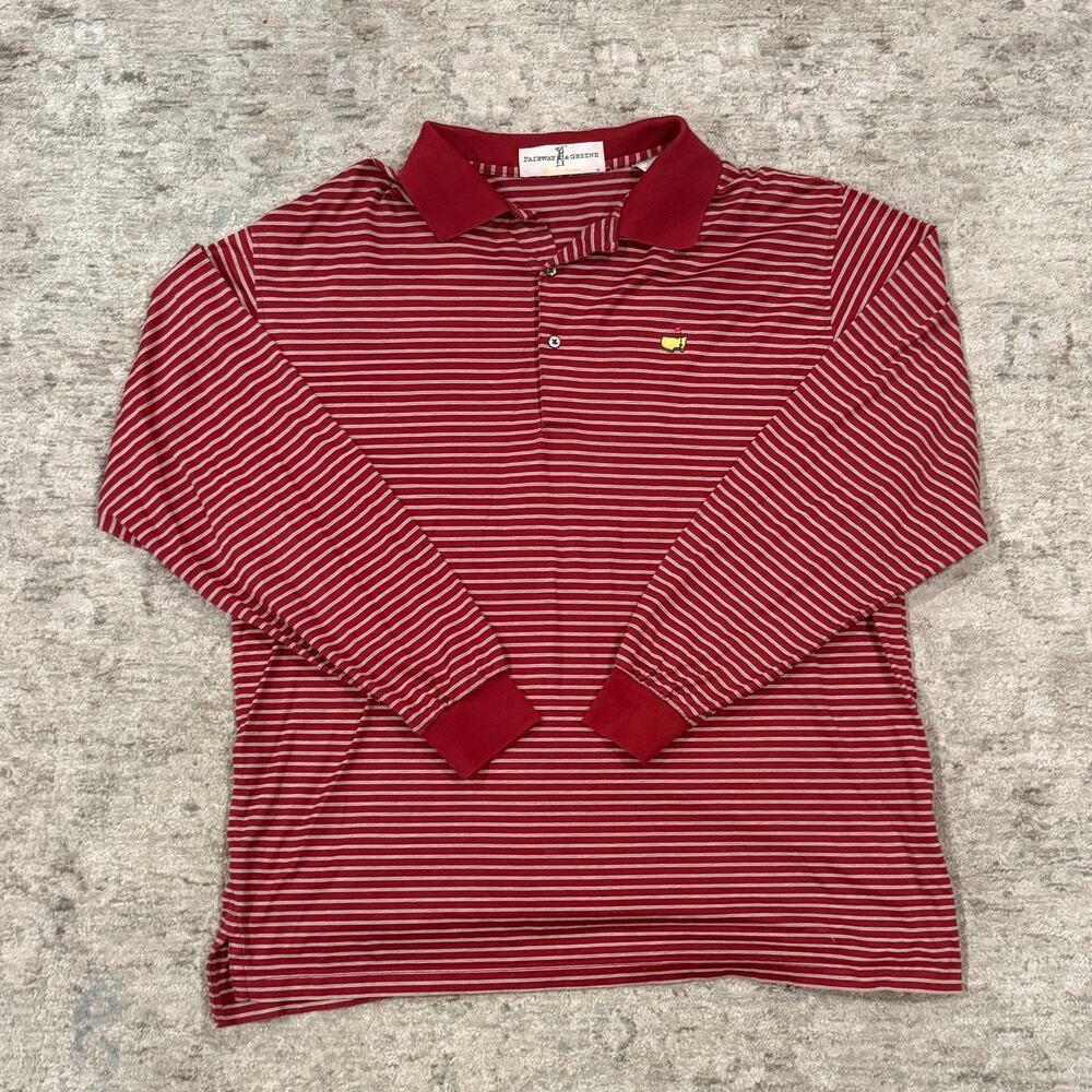 Vintage Red Striped Masters Rugby Polo Size L